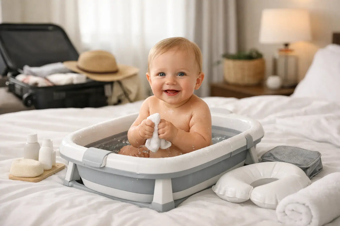 Voyager avec bébé : bain minimaliste et sûr