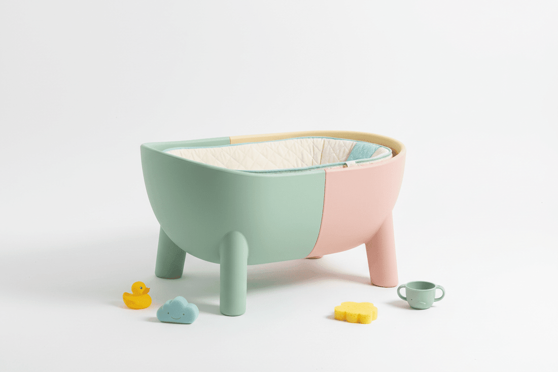Baignoire sur pied ergonomique pour bébé à hauteur confortable