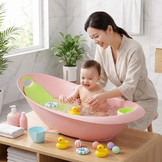 Bain sécurisé d'un nouveau-né à la maison