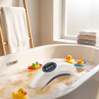 Baignoire bébé pliante blanche dans une salle de bain