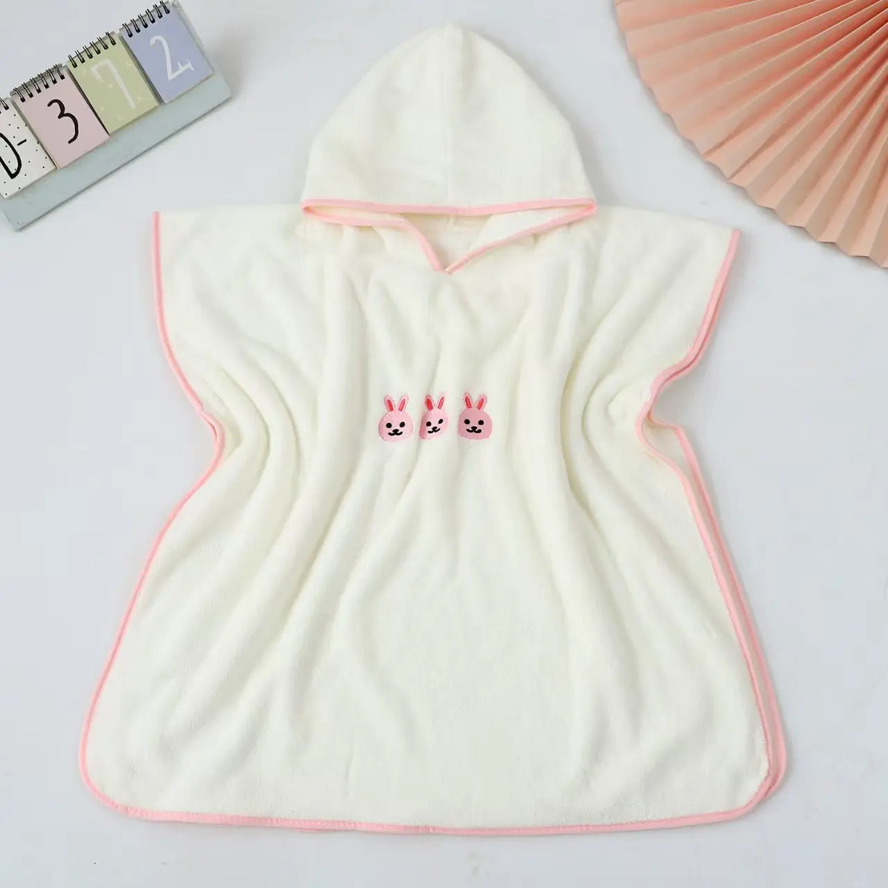 Cape bain bébé lapin rose ultra-douce