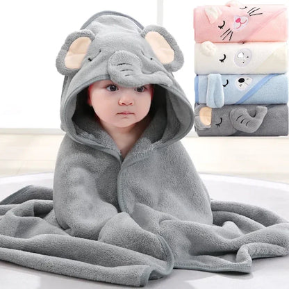 Cape de bain bébé blanche avec capuche en forme d'animal