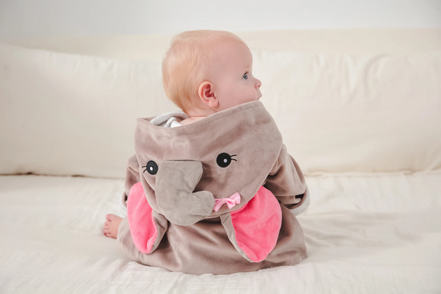 Cape de bain bébé bambou rose douce