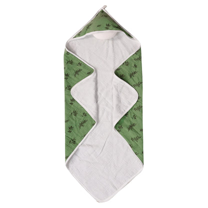 Cape de bain bébé coton naturel beige avec capuche