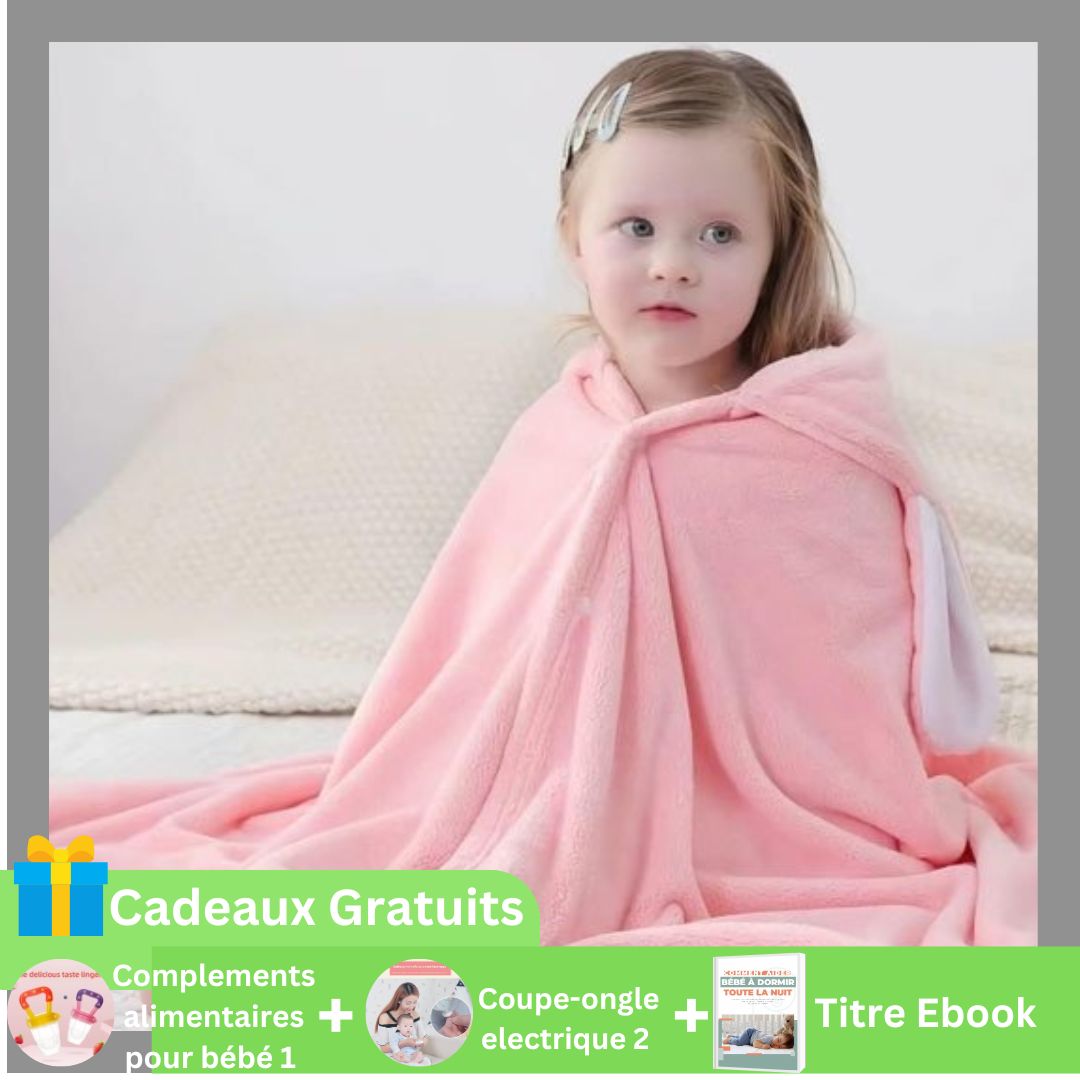 Cape de bain bébé lapin microfibre ultra-absorbante avec capuche
