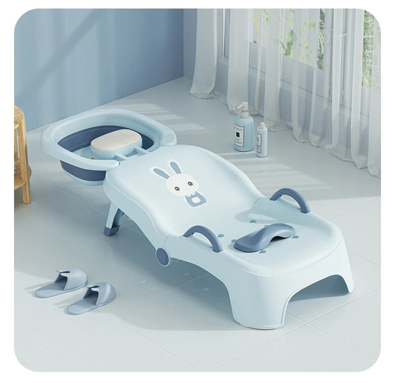 Chaise longue jaune pour shampooing enfant pliable