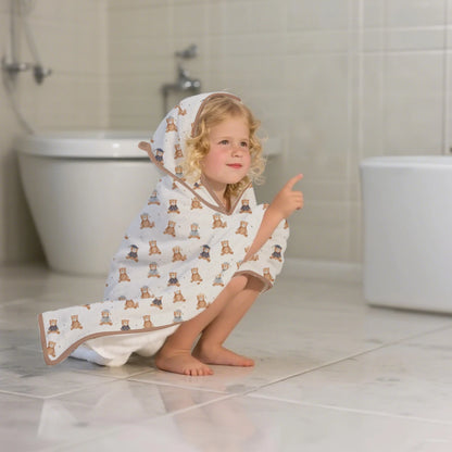 Détail cape de bain bébé coton bio Elinfant - texture douce et capuche protectrice