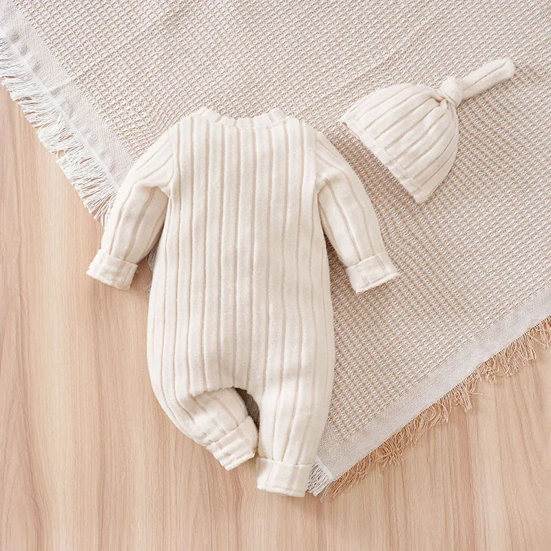 Ensemble tricot bébé ourson beige doux hiver