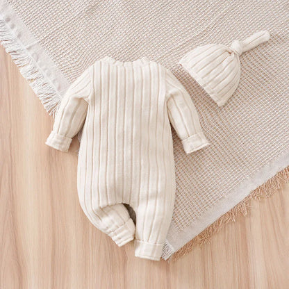 Ensemble tricot bébé ourson beige doux hiver