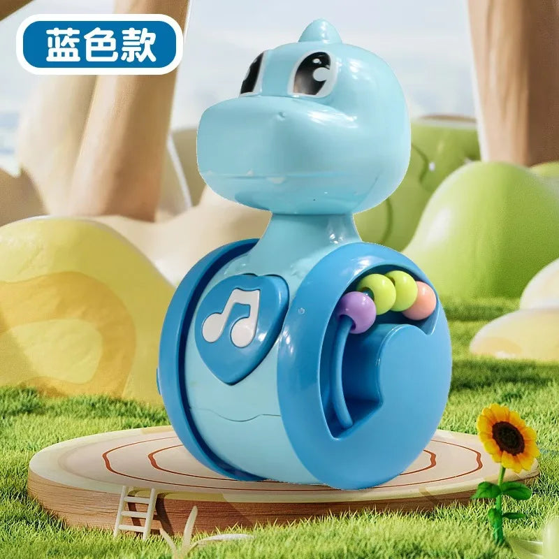 Jouet culbuto dinosaure bleu pour bébé
