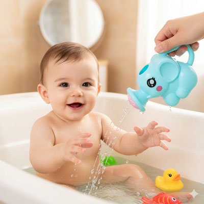 Jouets aquatiques colorés pour l'heure du bain"