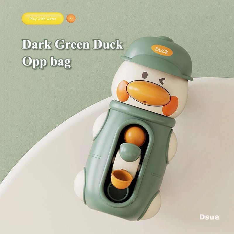 Jouets de bain pour bebe en teinte verte.