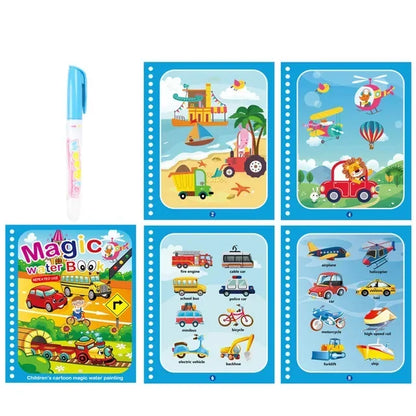 Livre d'eau magique thème transport enfant
