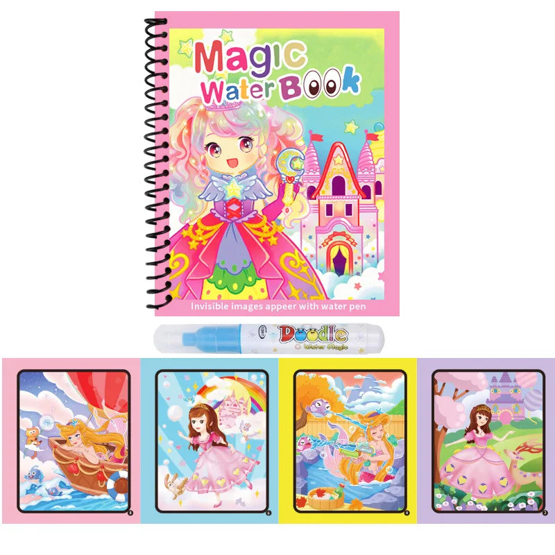 Livre de coloriage réutilisable ouvert avec dessins