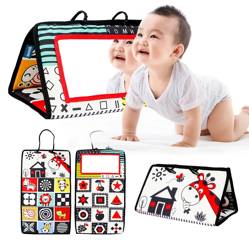 Livre tissu bébé stimulation visuelle noir blanc