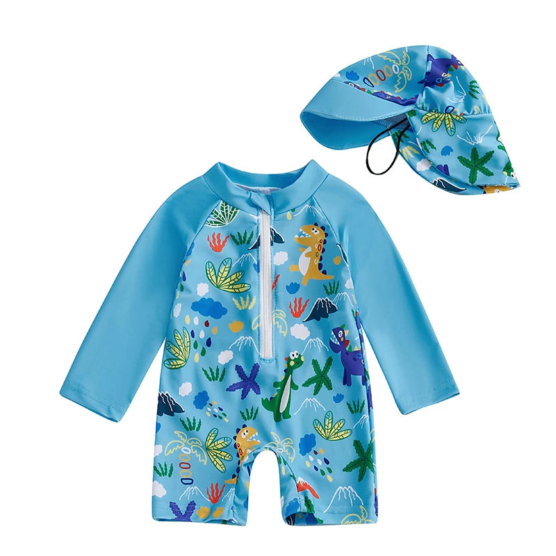  Maillot anti UV beige avec casquette assortie