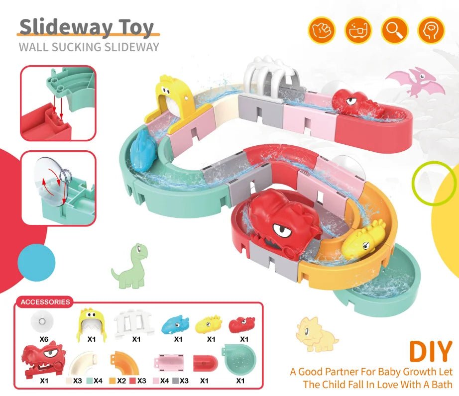 Piste de bain dinosaures colorée pour enfants"