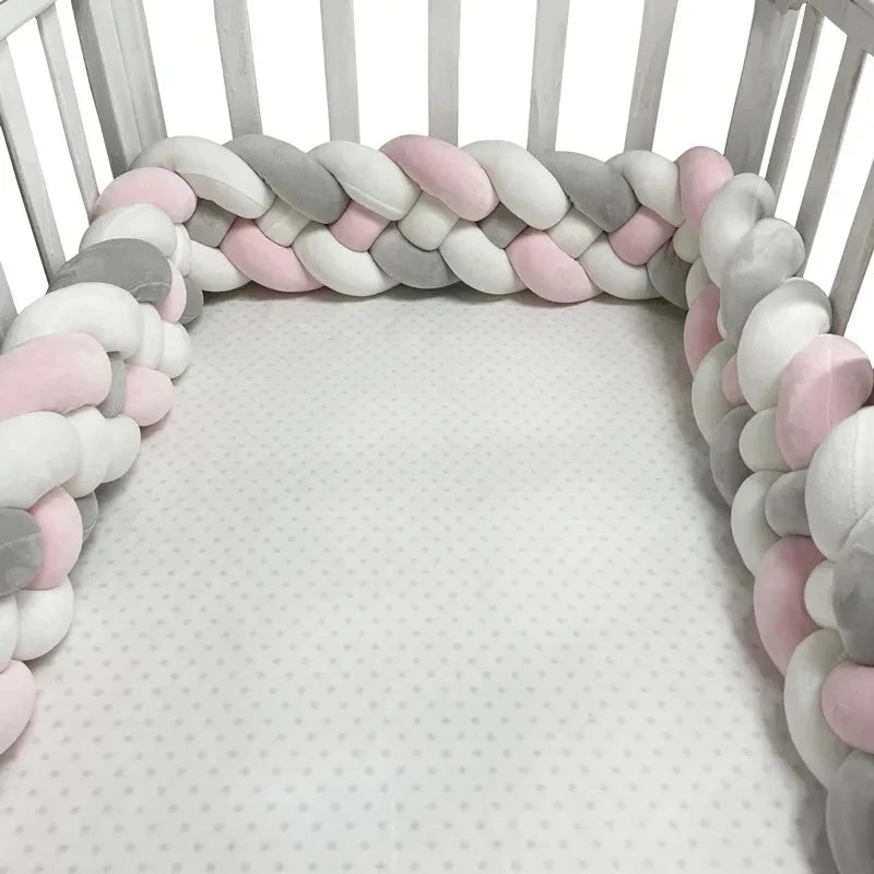 1-3.6M Baby Bed Bumper Handmade Knotted Braid Weaving Plush Crib Protector Infant Knot Pillow Baby Room Decor