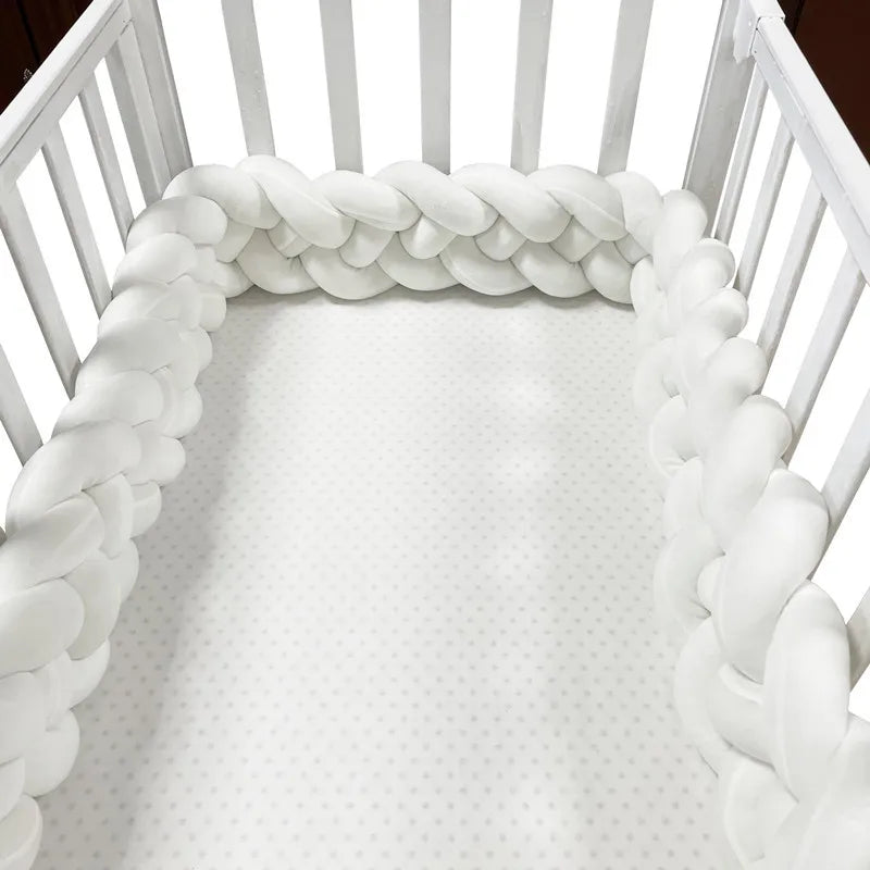 1-3.6M Baby Bed Bumper Handmade Knotted Braid Weaving Plush Crib Protector Infant Knot Pillow Baby Room Decor