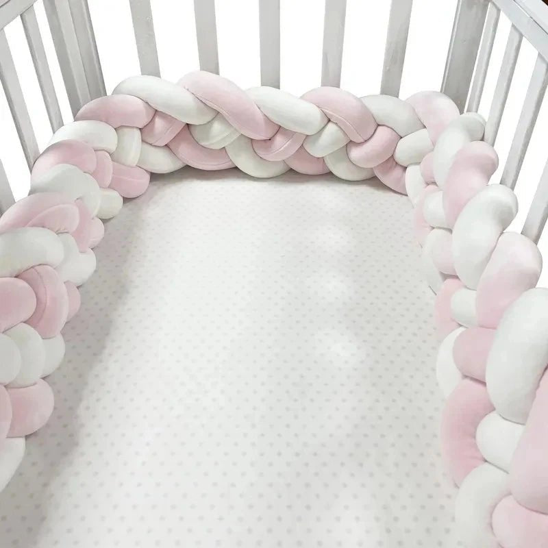 1-3.6M Baby Bed Bumper Handmade Knotted Braid Weaving Plush Crib Protector Infant Knot Pillow Baby Room Decor