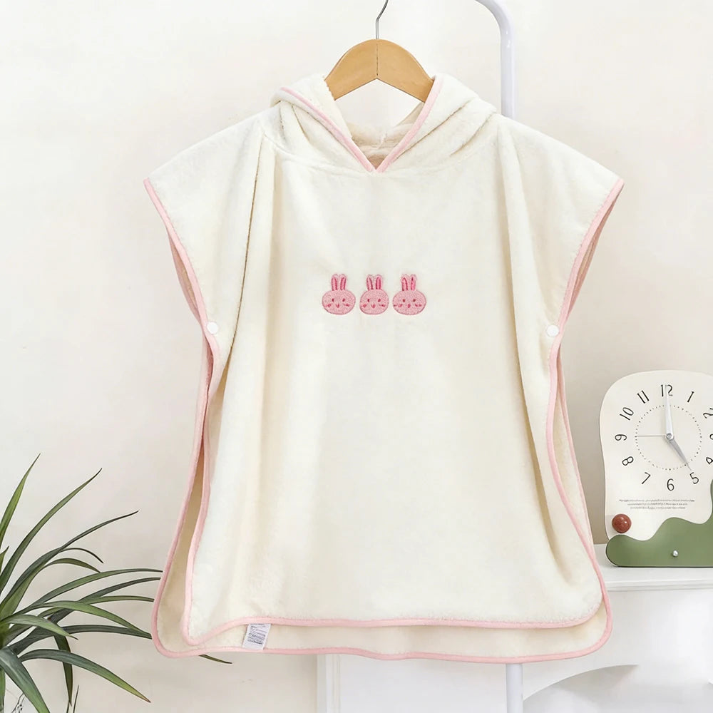 Serviette capuche bébé ourson rose velours