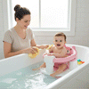 Siège de bain bébé ergonomique et sécurisé rotatif.