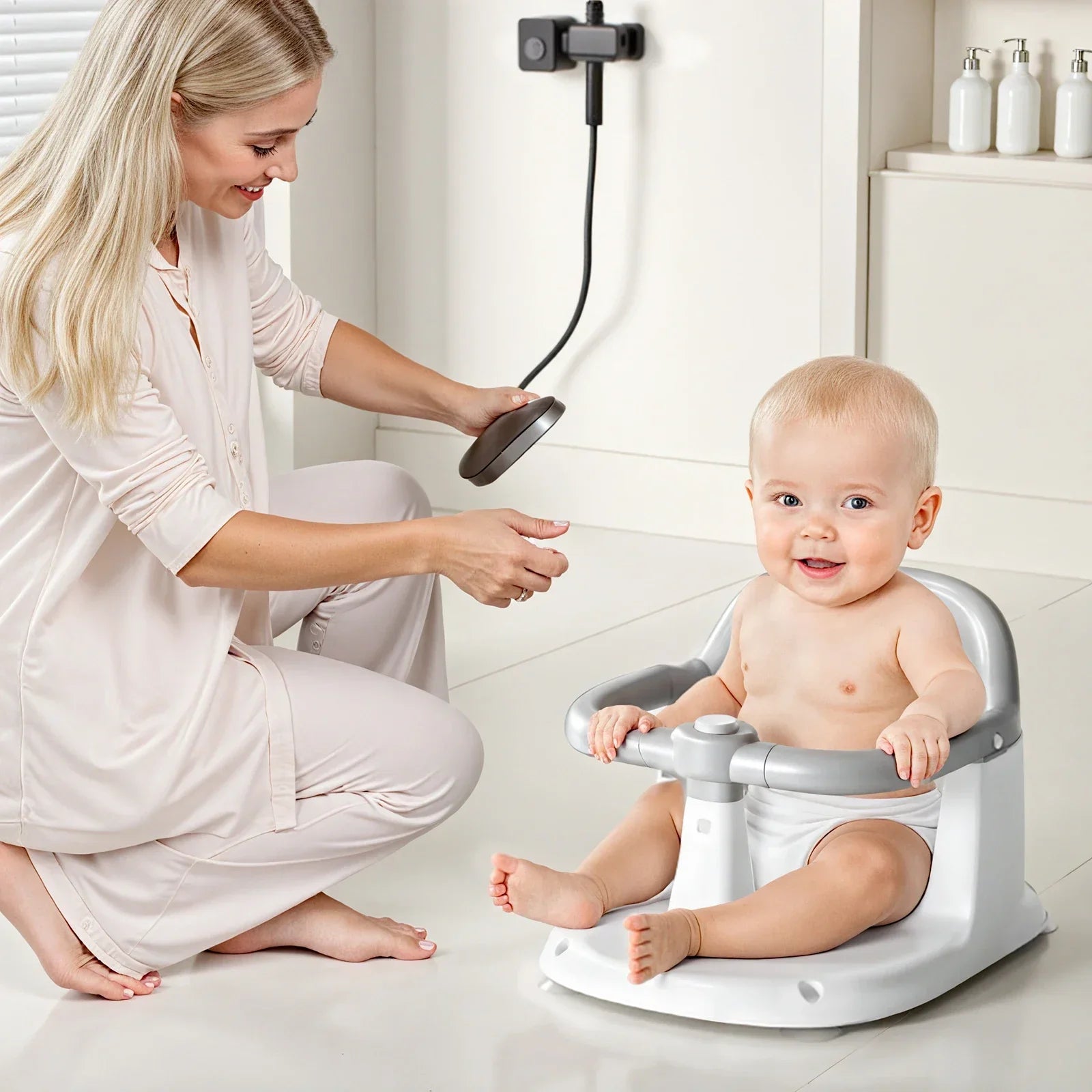 Vue complète du siège de bain