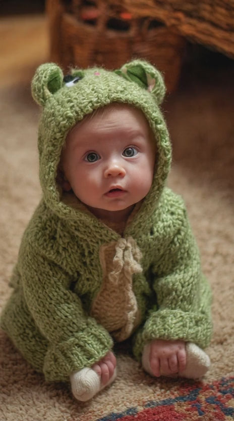 Bébé très joyeux avec sa grenouillère en flanelle chaude.