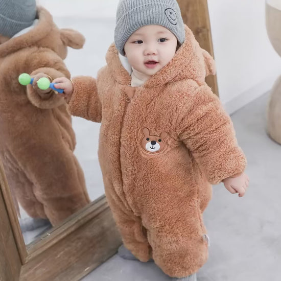  Grenouillère flanelle bébé capuche fermeture éclair