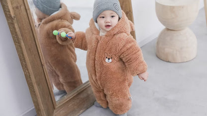  Grenouillère flanelle bébé capuche fermeture éclair