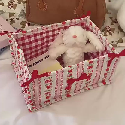 Panier de rangement bébé rose coton doux
